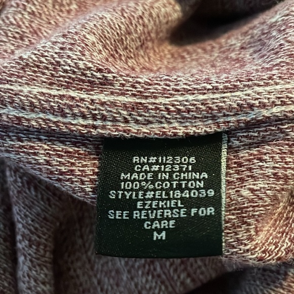 Ezekiel Red White Heather Long Sleeve Button Up Size Medium 100%‎ Cotton - Picture 6 of 7